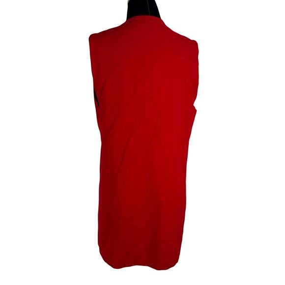 Vintage 90s Red Longline Vest Tailored Covered Buttons S/M Power Dressing - Picture 5 of 13